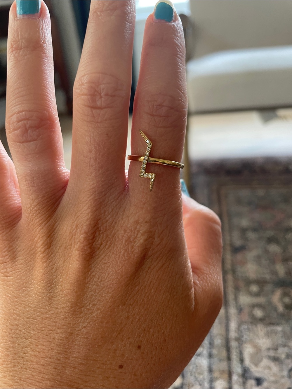 Stella & Dot Gold lightning bolt Pave Ring